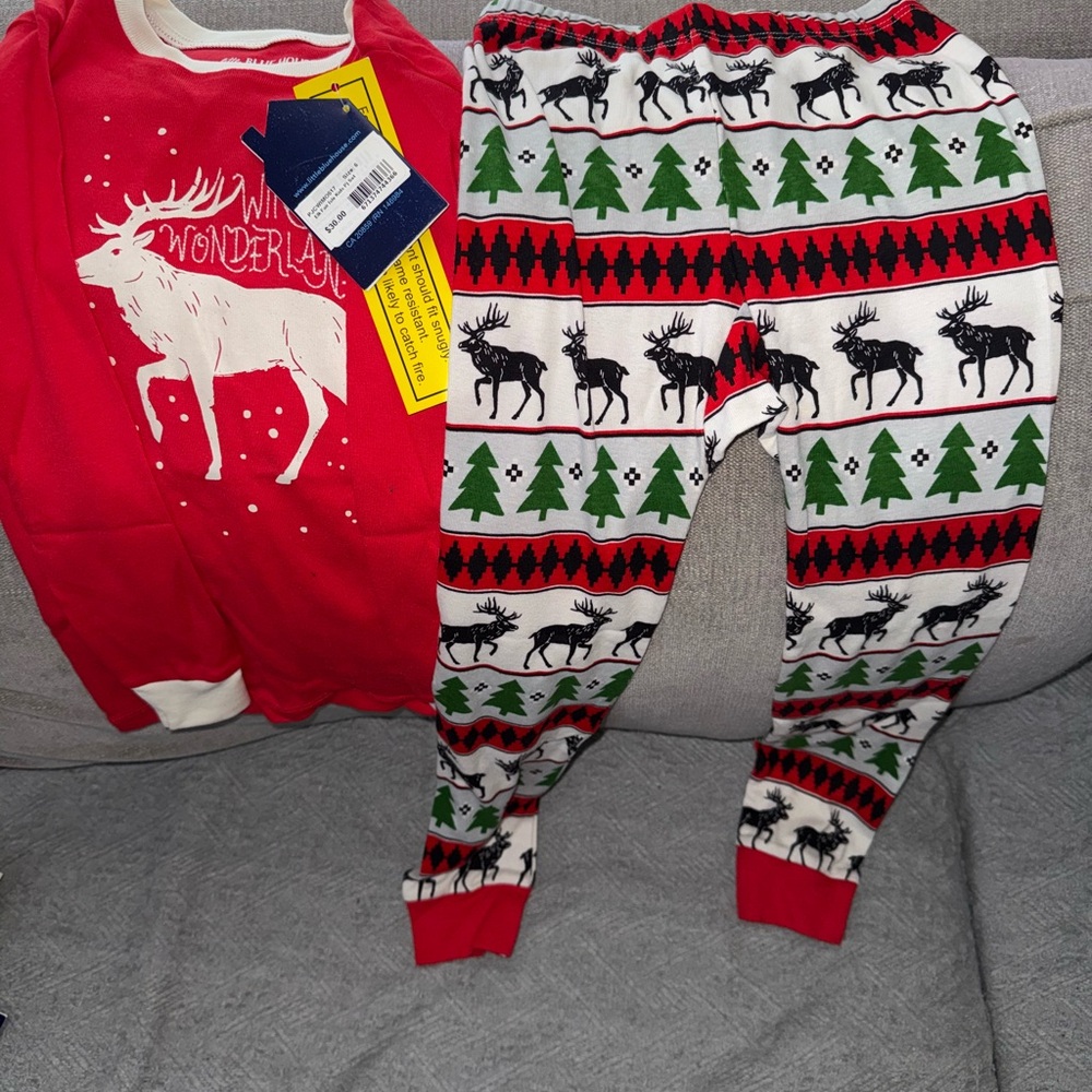 Hatley Kids Winter Wonderland Pajamas with Reindeer Design Size 6 Little Kid
